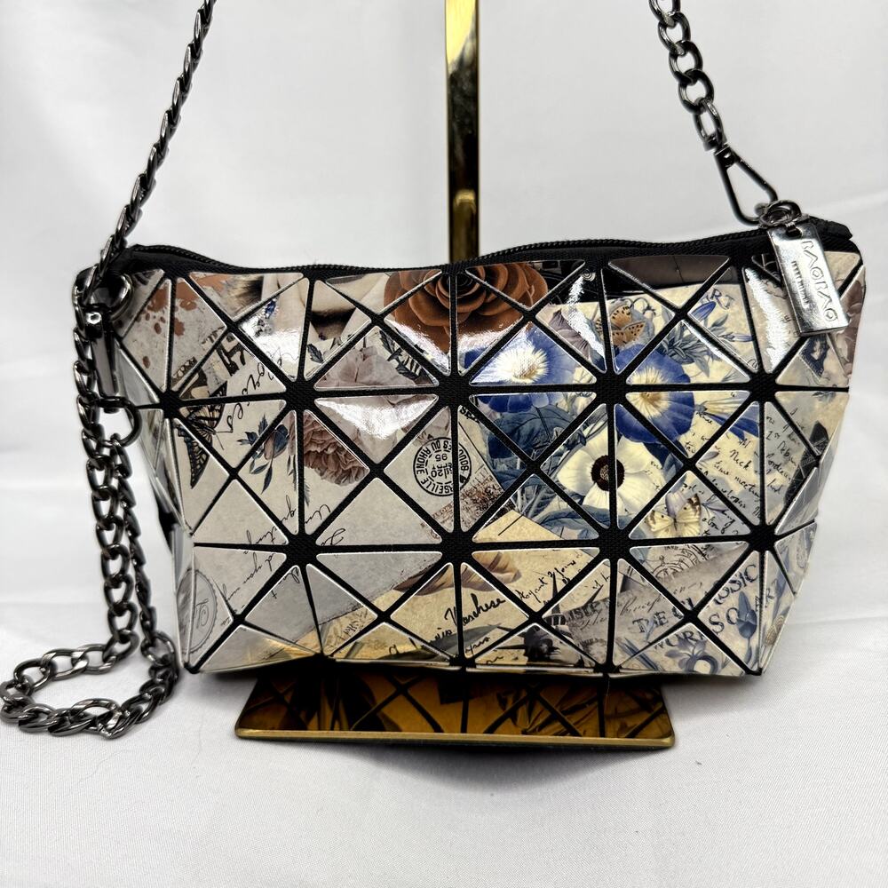 Baobao Issey Miyake Geometric Floral Collage Chain Shoulder Bag